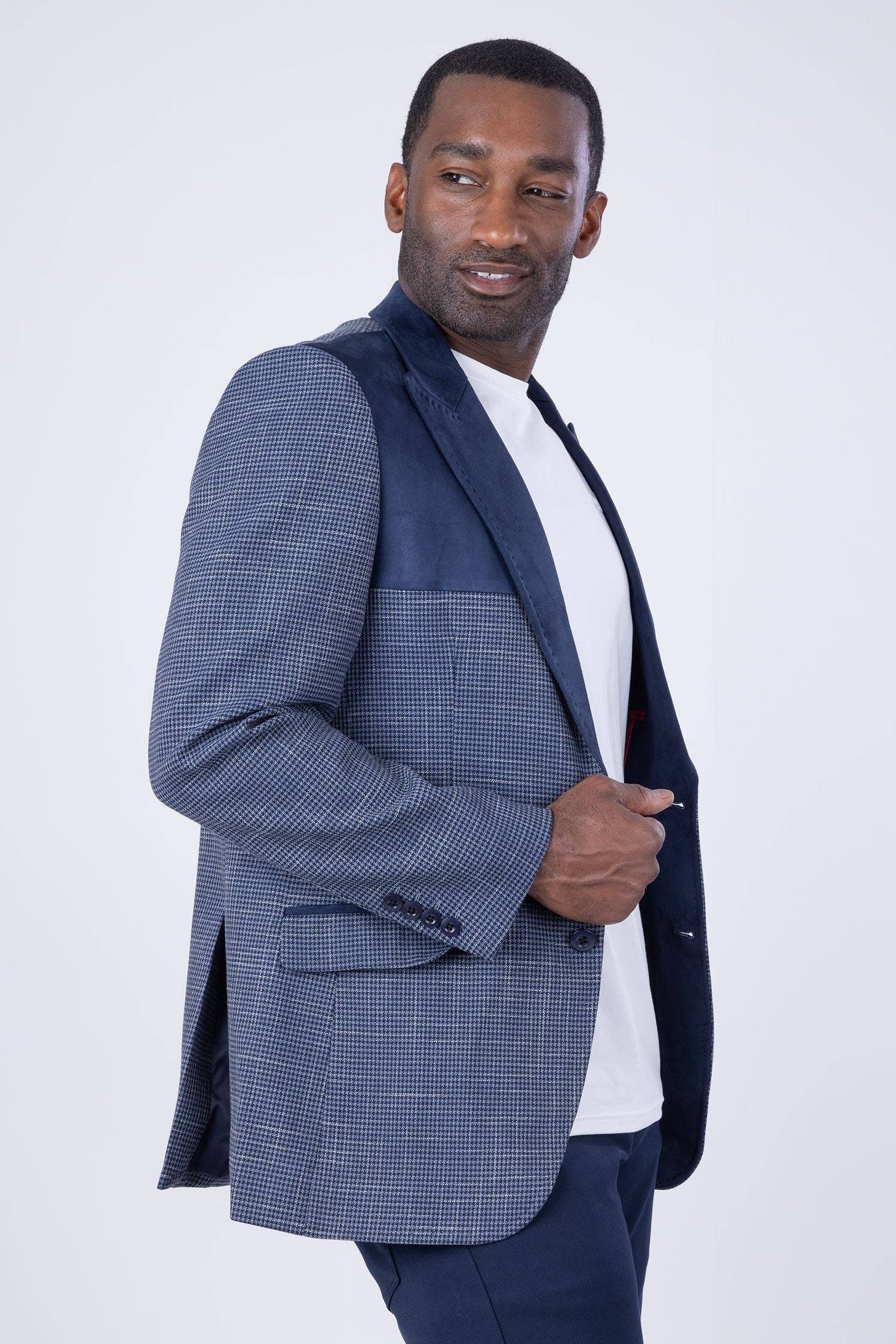 BARABAS - Wholesale Blazer - Heren -  Geruite Velvet Peak Lapel Blazer voor heren 4BL444