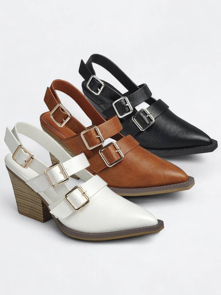 CCOCCI - Wholesale High Heels - Women's - POINTED-TOE WESTERN INSPIRED SLINGBACK MULE