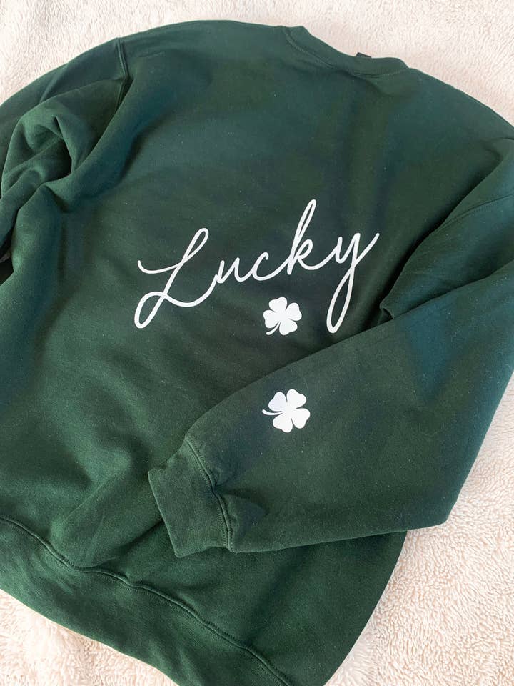 Lucky Shamrock Clover St. Patrick's Day Crewneck Sweatshirt for wholesale by Rad Vibes Only