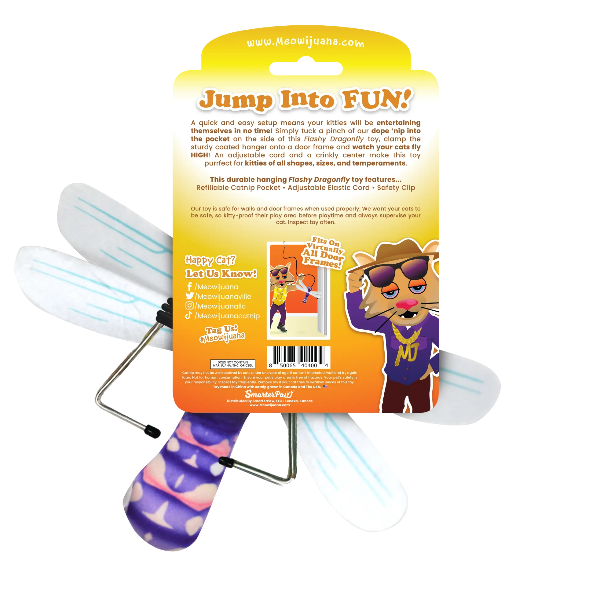SmarterPaw | Meowijuana & Doggijuana - Wholesale Pet Toy - Cat - Meowijuana® Jump 'n' Jamb Dragonfly Catnip Teaser Toy4