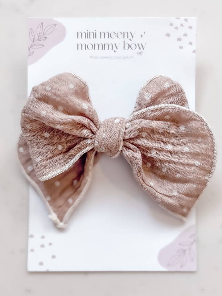 Laço de fábula | pontos bege por atacado de Mini Meeny Mommy Bow
