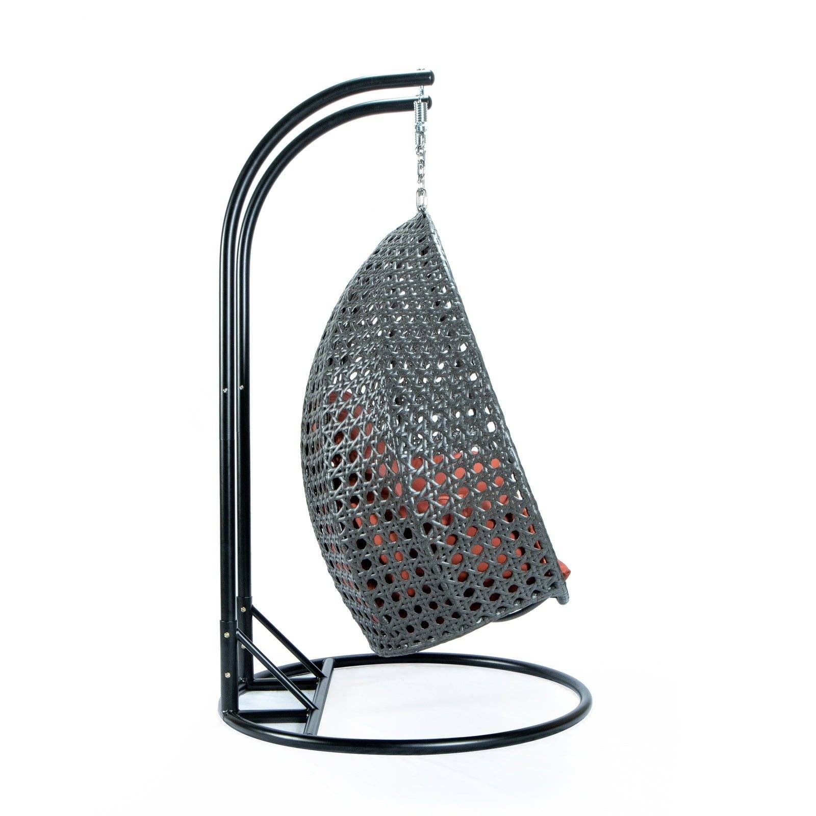 LeisureMod - Wholesale Egg Chair - Modern Charcoal Wicker Hanging Double Seater Egg Swing Chair64