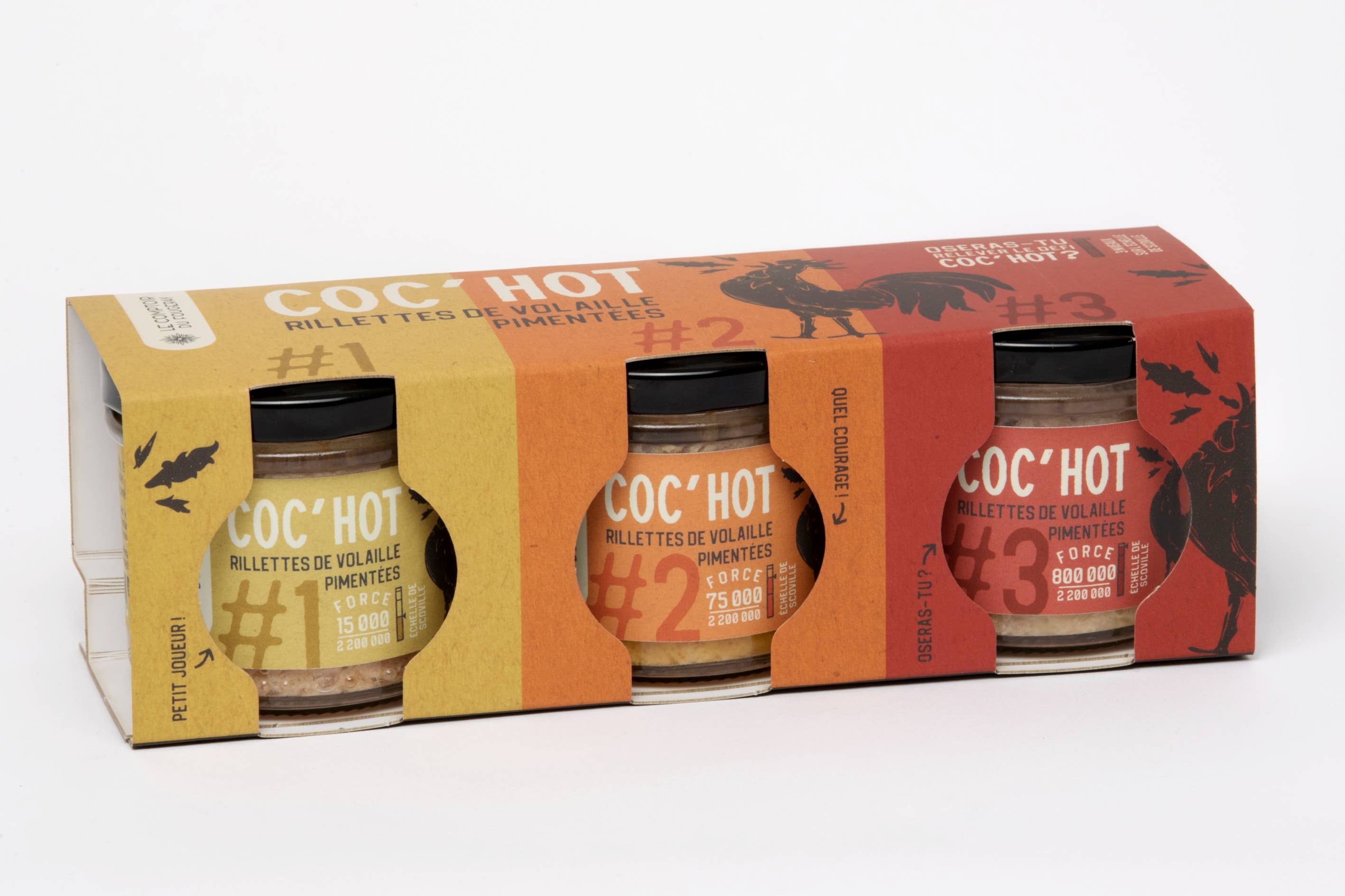 LE MOTTAY GOURMAND - Wholesale Chicken - COC'HOT BOX (Aperitif Game) – 3 spicy poultry rillettes1