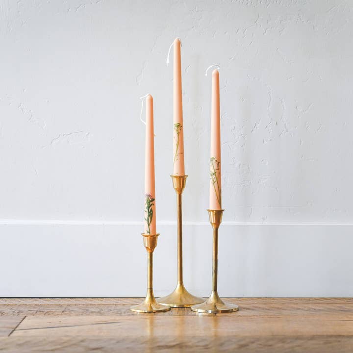 Galley and Fen - Wholesale Tapered Candle/Candlestick - Floral Inlaid Tapered Candles - Set of 3