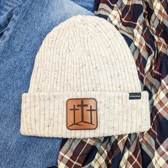 Triple Cross Leather Hat Patch for wholesale by Trendy Transfers