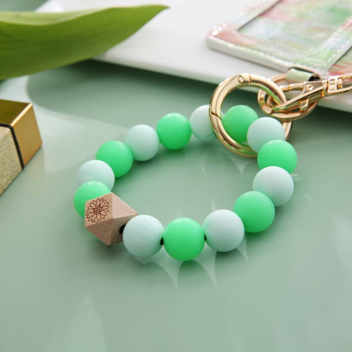 Sparkle Being - Wholesale Keychain Bracelet - Silicone Wristlet - Glitter Wallet Keychain Bangle (Star)