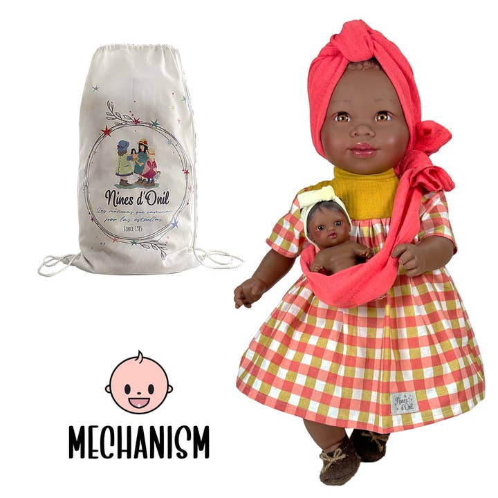 Nines Artesanals d'Onil Dolls - Wholesale Doll - Kids - MARÍA DOLL WITH VICHY BABY1