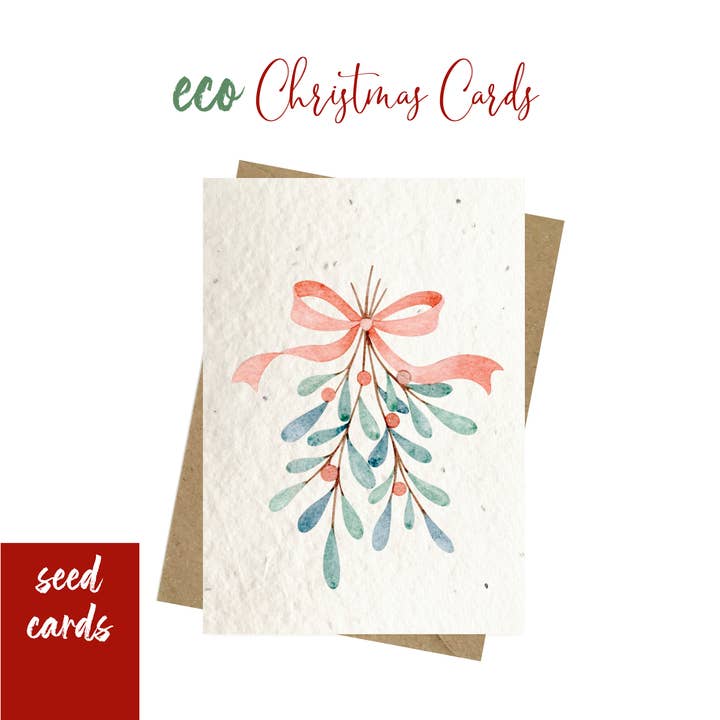 Plantable Christmas Cards - Leaf & Ribbon for wholesale by Myeco