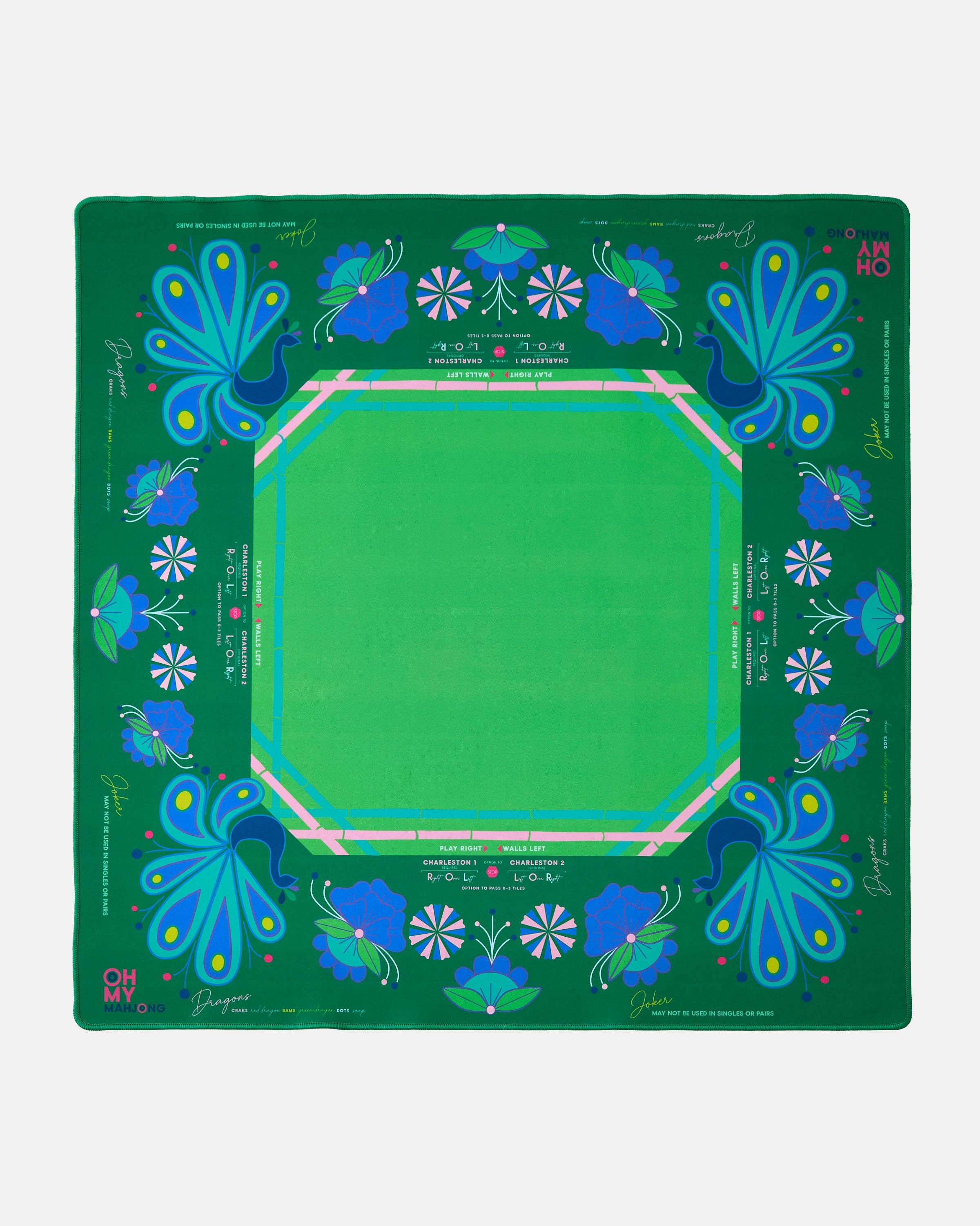 Oh My Mahjong - Vente Jeux de société - Tapis de Mahjong Birdie Green