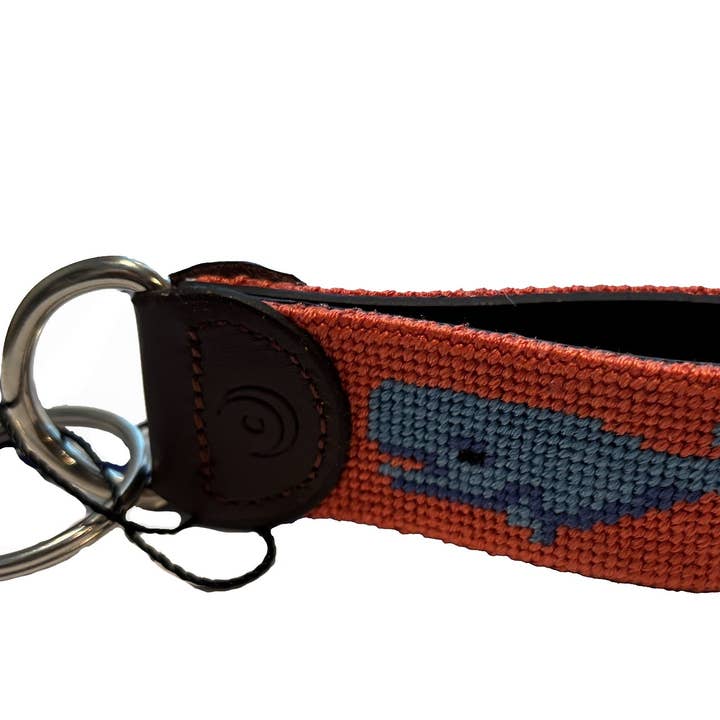 Key Fob - Sperm Whale Hand-stitched Needlepoint for wholesale by Charleston Belt