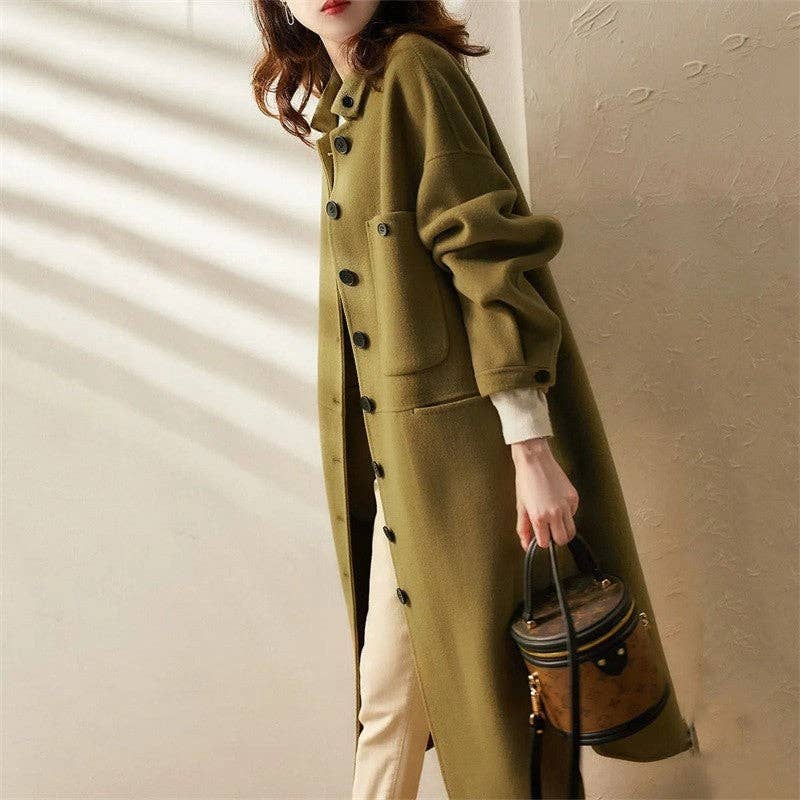 Plush Looks - Wholesale Coat - Women's - Solid Color Thickened Mid-Length Woolen Coat6