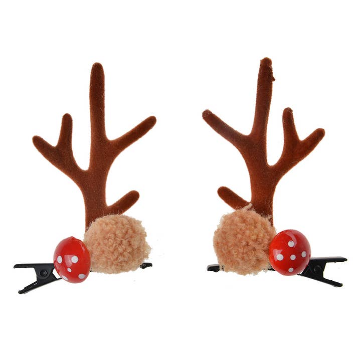 JZHC0052 Bobby Pin Set of 2 Brown Plastic Antler for wholesale by Clayre & Eef