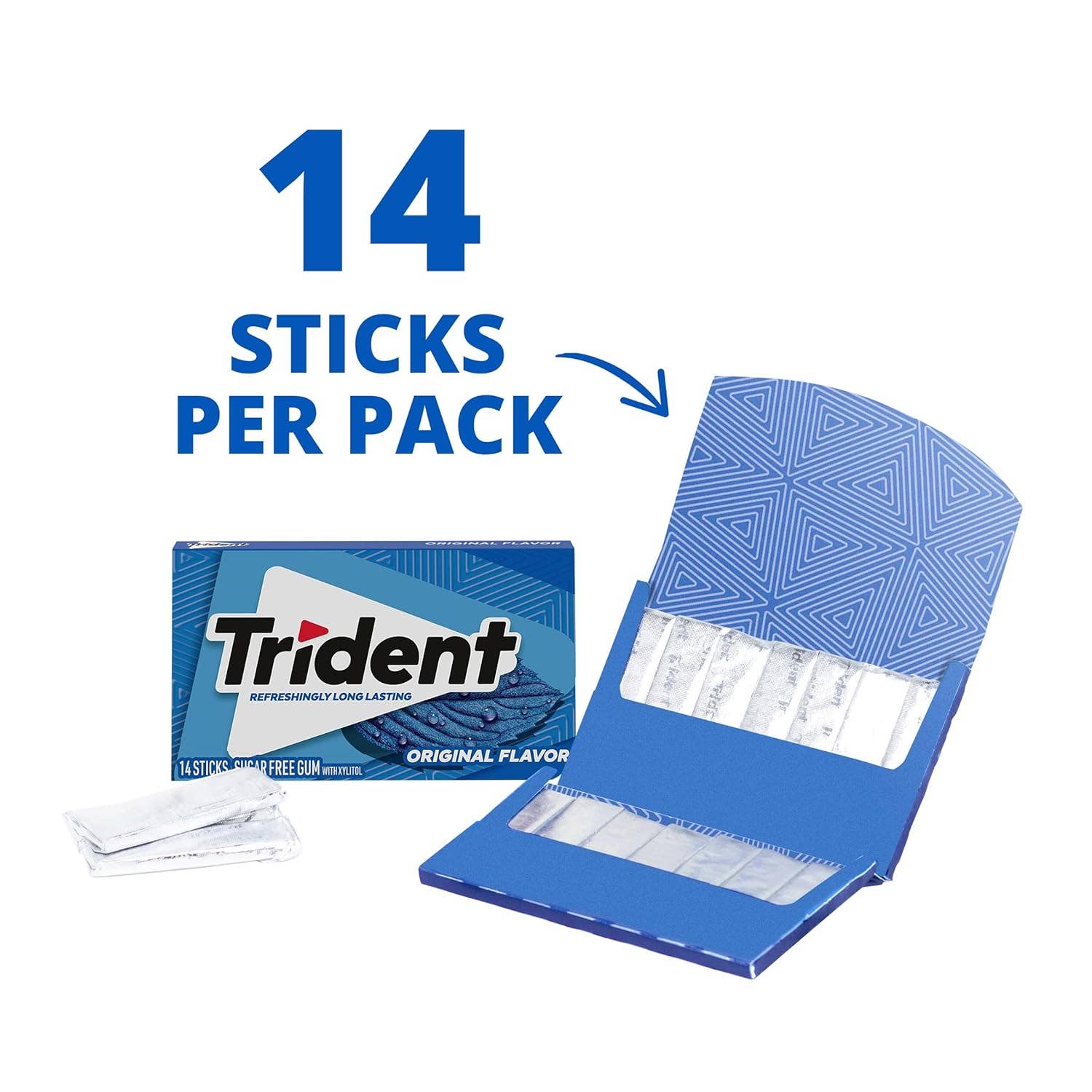 Snacky Candy - Vente Chewing-gums - Trident Saveur Originale 14 pcs 12 paquets7