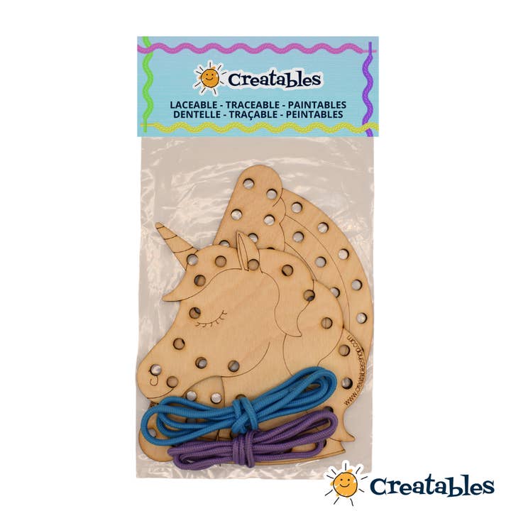 Creatables - Wholesale Wood Toy - Kids - Rainbow and Unicorn - Laceable, Traceable, Paintables