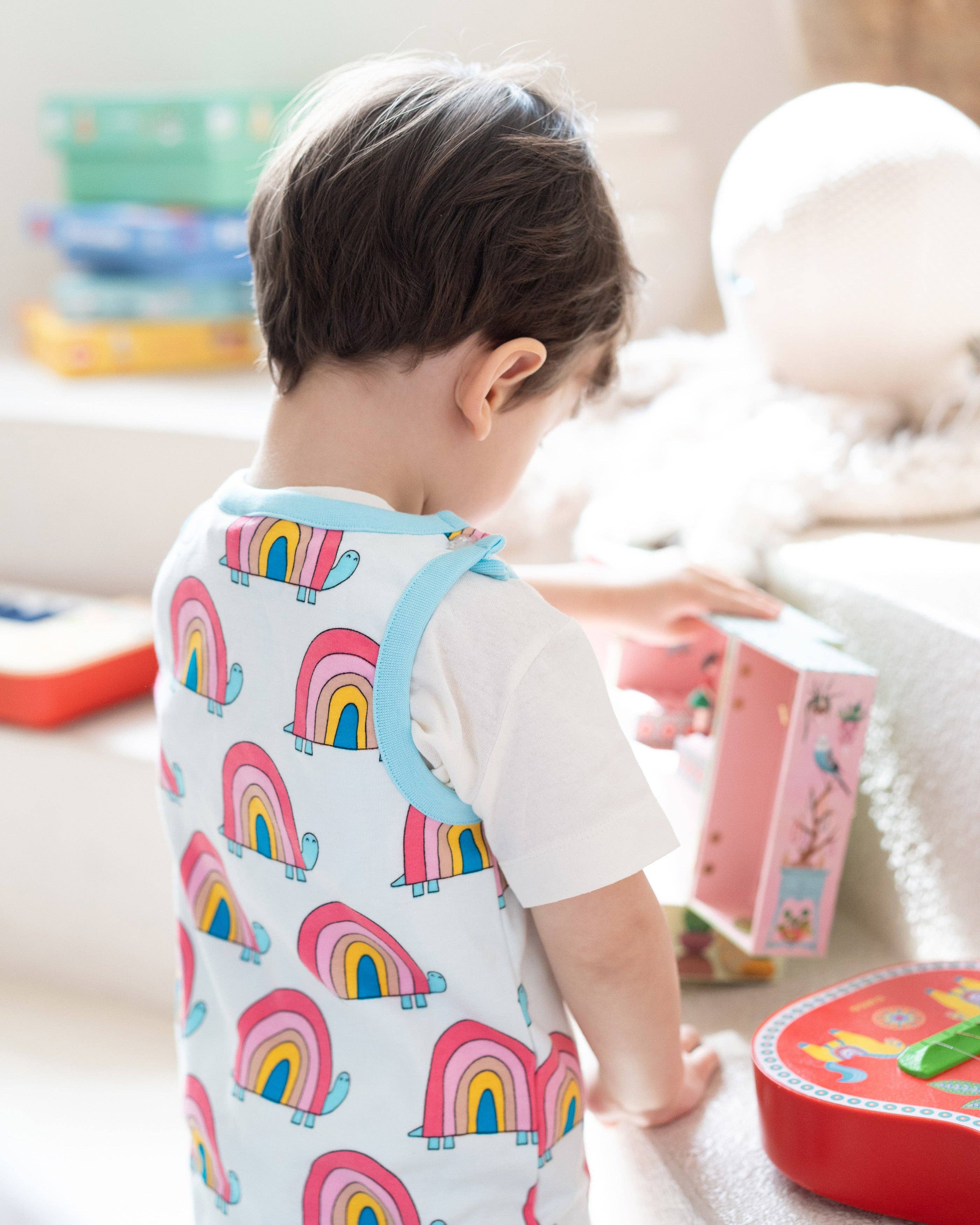 Ameelo - Vente Barboteuse – bébé - Salopette Billie en coton biologique - Tortue arc-en-ciel10