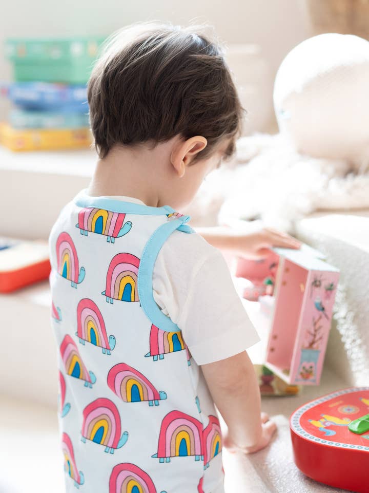 Ameelo - Vente Barboteuse – bébé - Salopette Billie en coton biologique - Tortue arc-en-ciel10