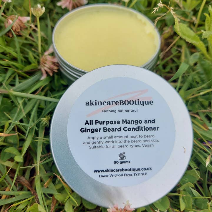 Revitalisant à barbe Mango au gingembre naturel fait main, végétalien pour la vente par SkincareBOOtique