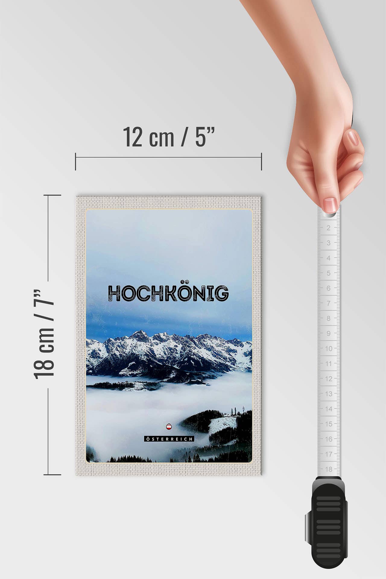 Femer - Wholesale Sign - Travel wooden sign 12x18cm View of Hochkönig Mountains Winter3