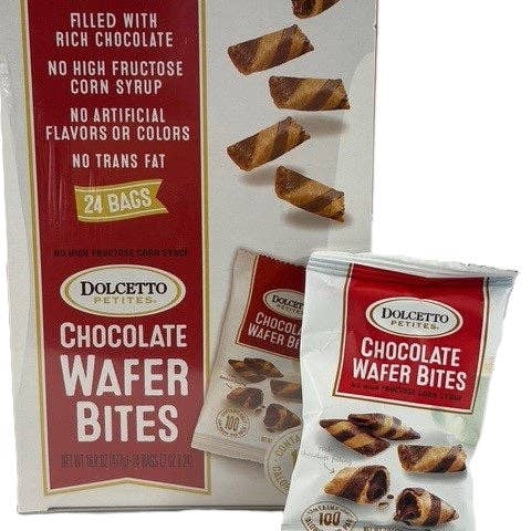 Dolcetto Chocolate Wafer Bites .7oz / 4 Sleeves / 24 Ea. for wholesale by Wholesome Good