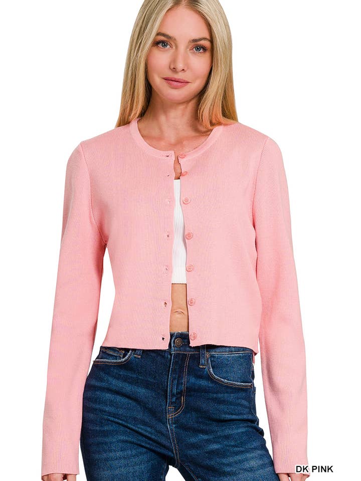 Vanilla Monkey - Wholesale Cardigan - Women's - 7 Button Crewneck Long Sleeve Cardigan