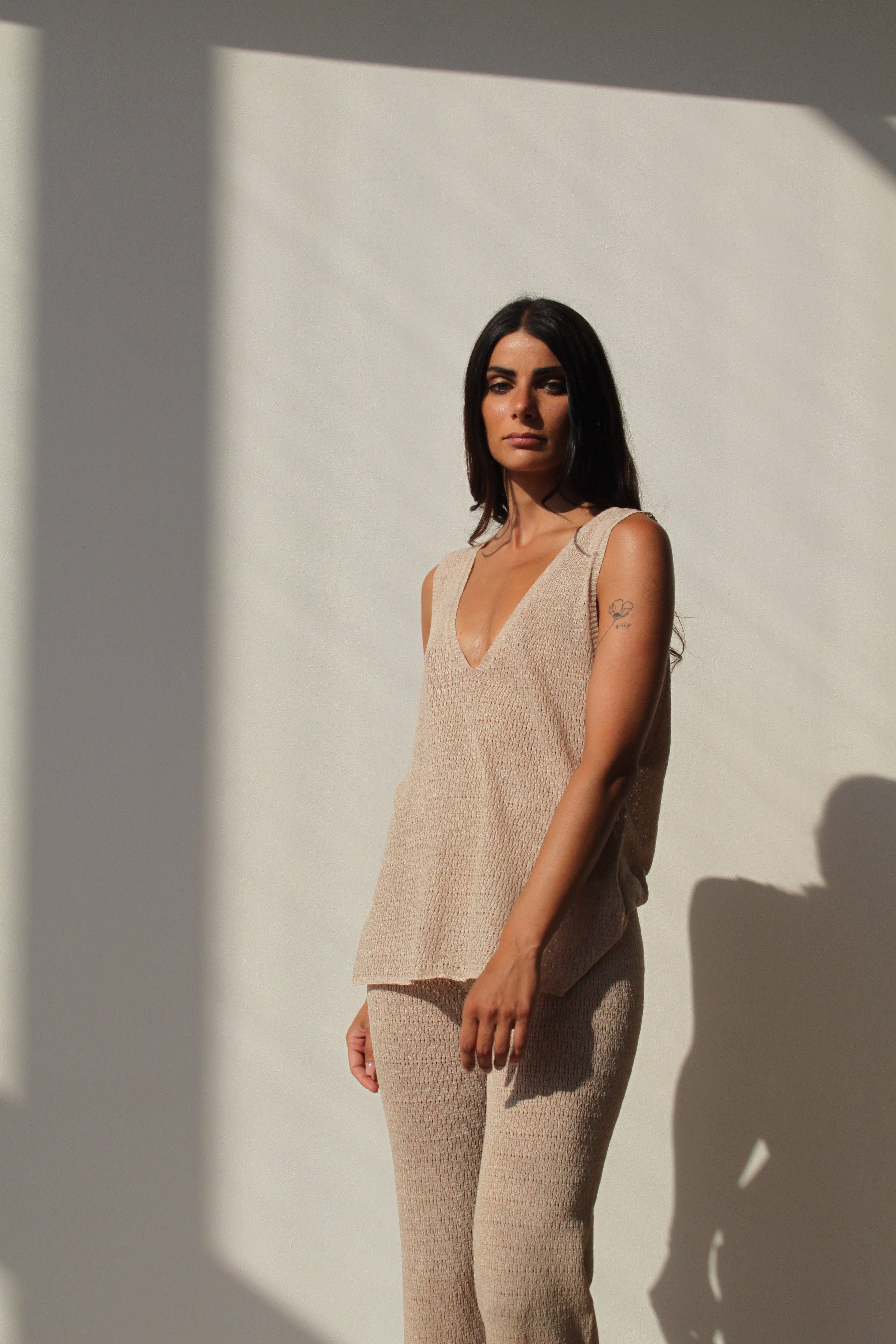 TENNÉ - Vendita all'ingrosso Top in maglia - Donna - Top lavorato a maglia con scollo a V - Valeria10