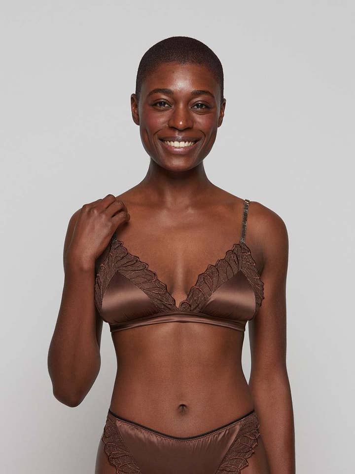 Boho - Bralette en tulle brodé et satin pour la vente par Chitè Milano
