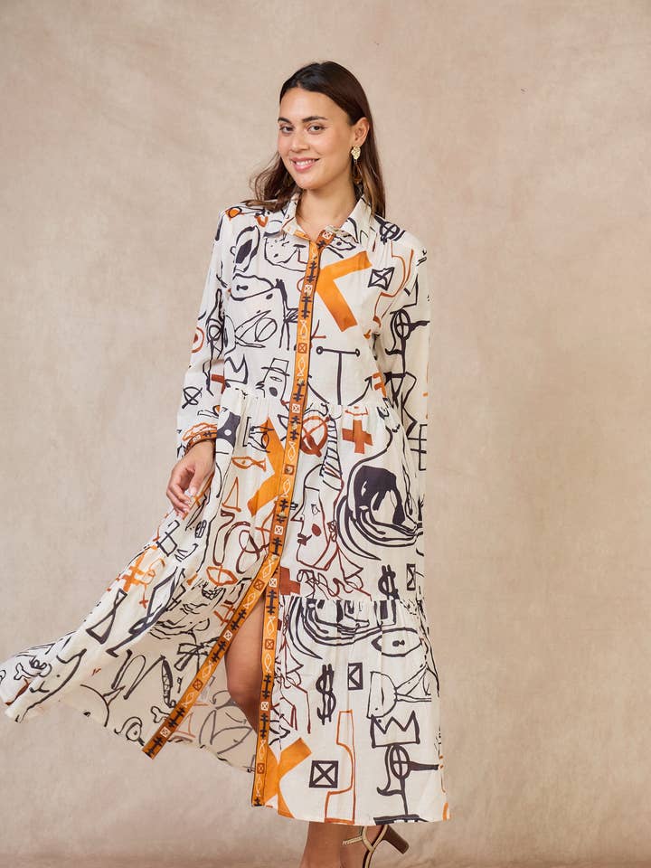 Bohemisk midiklänning i bomull – Orice för wholesale av Orice