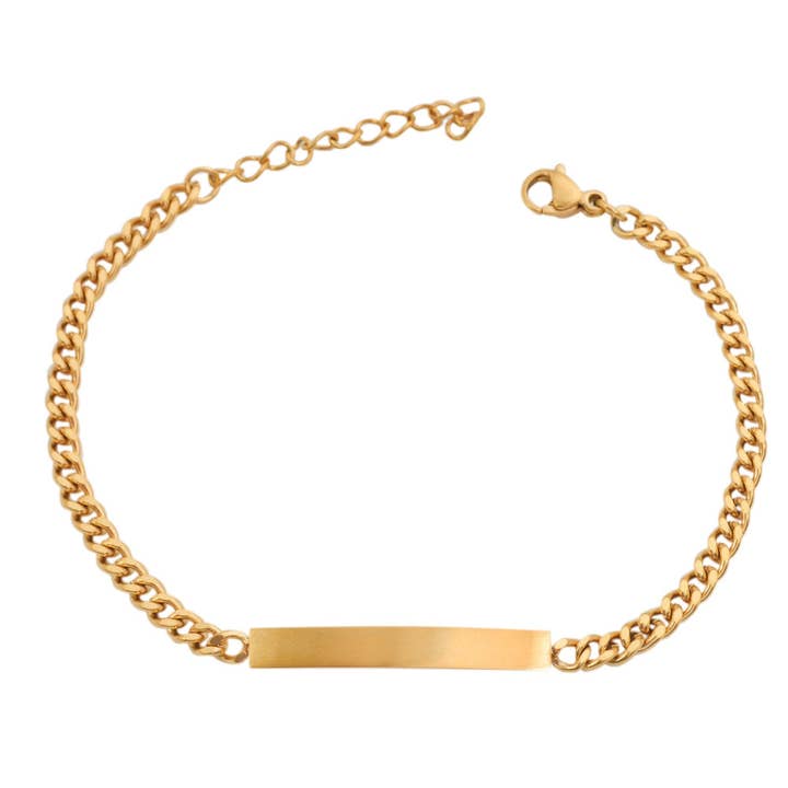afHandmade – Großhandel Glieder- & Kettenarmband – Edelstahl Freundschaftsarmband goldfarbig mit Gravur