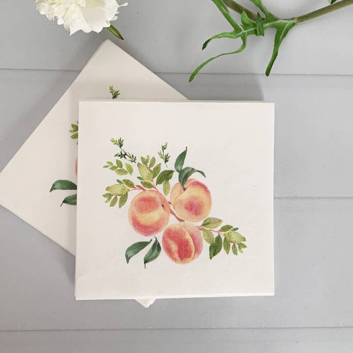 EnFete, LLC - Wholesale Disposable Napkin - Sweet as a Peach Cocktail Napkins | Set of 16