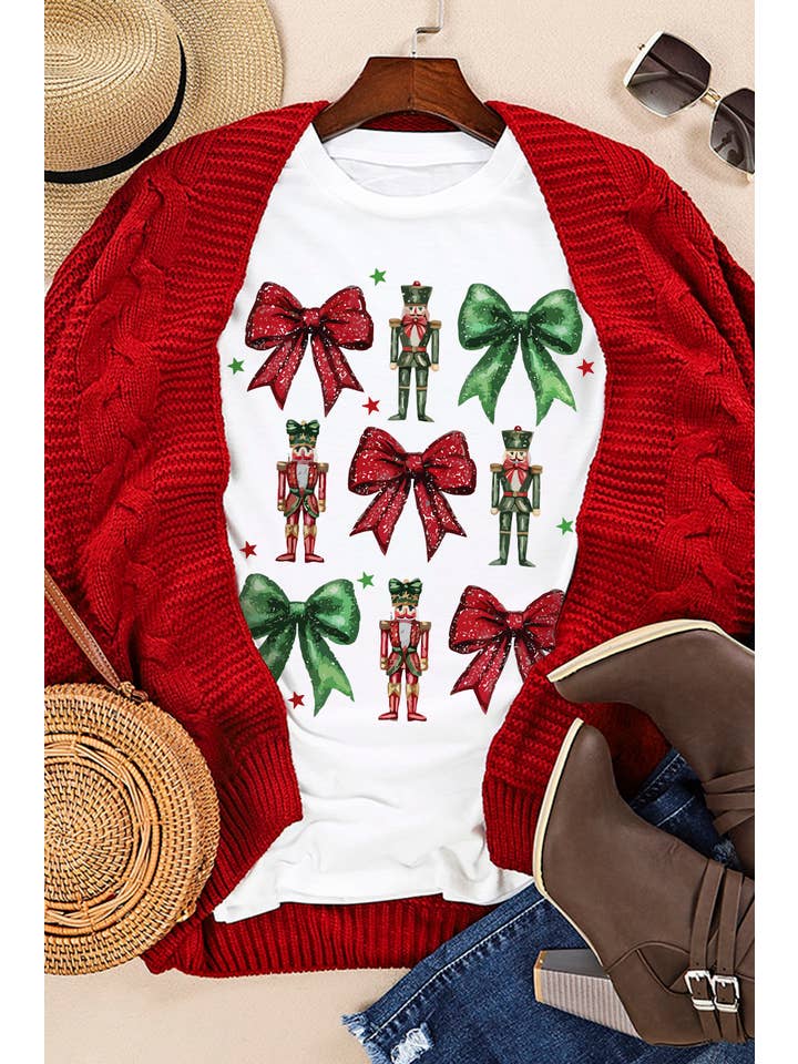 As shown Bowknot Nutcracker Christmas Graphic T Shirt | S-3XL for wholesale on Faire