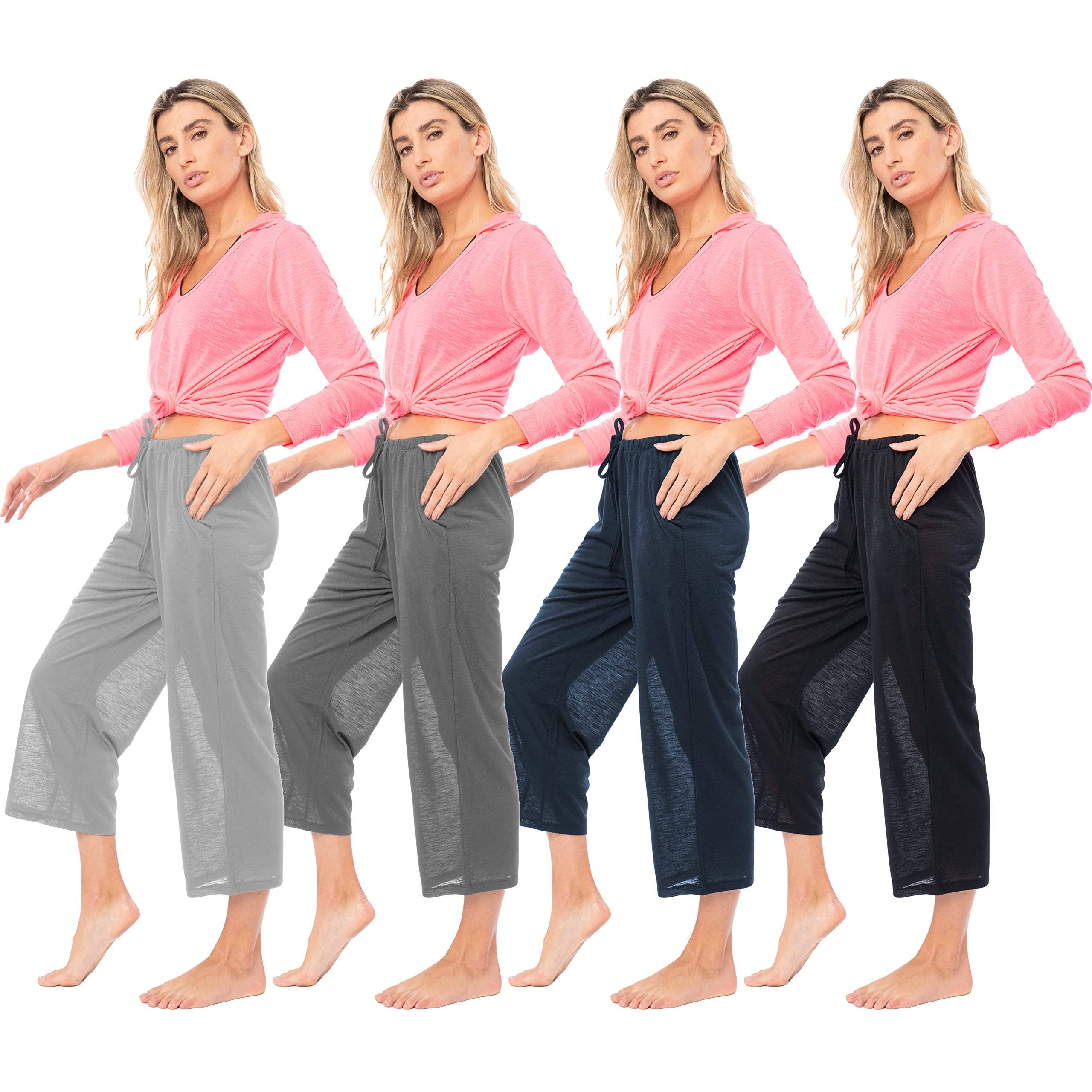 I-Wear Brands - Wholesale Lounge Sweatpants/Joggers - Women's - 4 Pack Women's Casual Poly-Slub Capri-Length Lounge Pants31