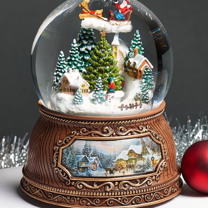 Roman - Wholesale Snow Globe - Musical Village Dome with Rotating Santa and Tree0