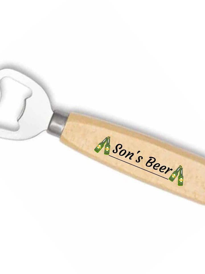 Second Ave trä ölflasköppnare Son"s Beer Födelsedag Xmas Gift för wholesale av Second Ave Gift Company