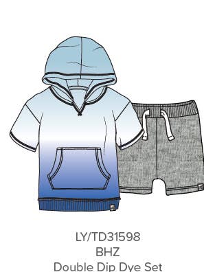 Blue Herizon Double Dip Dye Toddler Hooded Set for wholesale on Faire