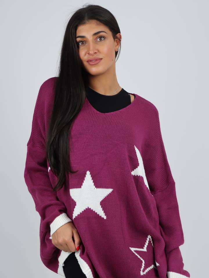 Miss Bold – wholesale Tunic sweater – Women’s – Italian Oversized Star Print Long Sleeve Jumper48