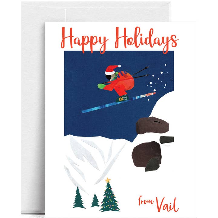 "Vail Skier Happy Holidays" – Feestelijk Bergavontuur 8pk voor wholesale door Lilybart LLC