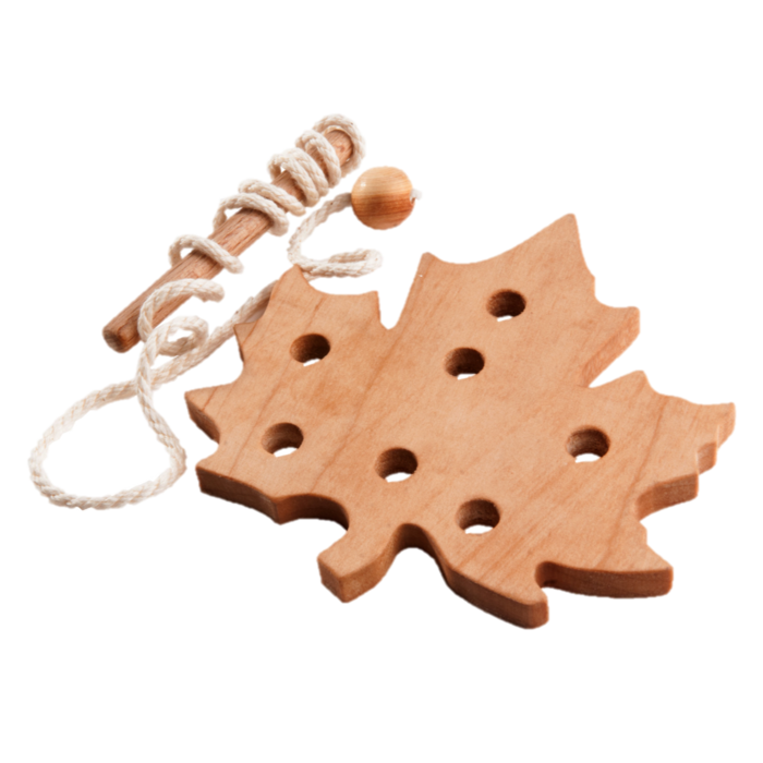 PoppyBabyCo - Wholesale Wood Toy - Kids - Montessori Wooden Lacing Toy — Leaf Set of 31