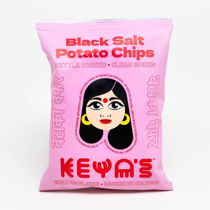 Keya's Snacks - Wholesale Chips - Black salt Potato Chips 1.5 oz case
(24 Pack)0