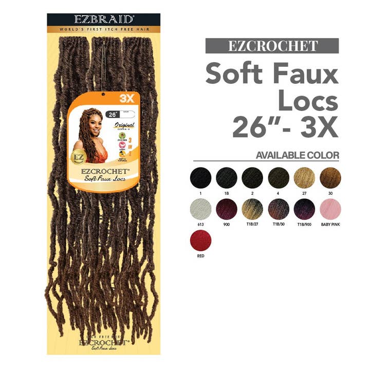 EZCROCHET Soft Faux Locs 26"-3X for wholesale by EZBRAID UK