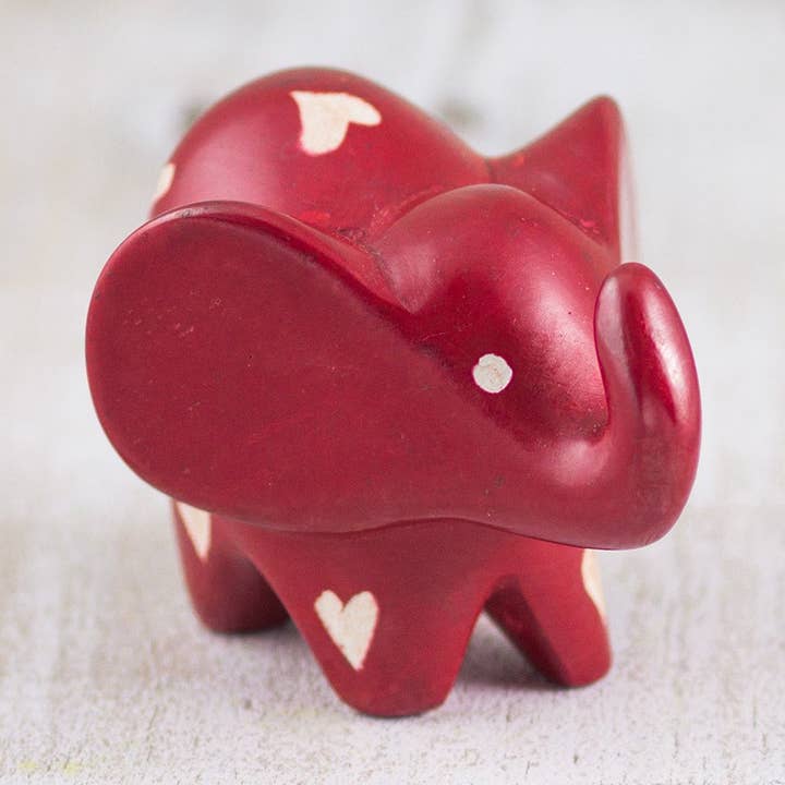 Soapstone Big-Eared Elephant Red for wholesale by Mr. Ellie Pooh