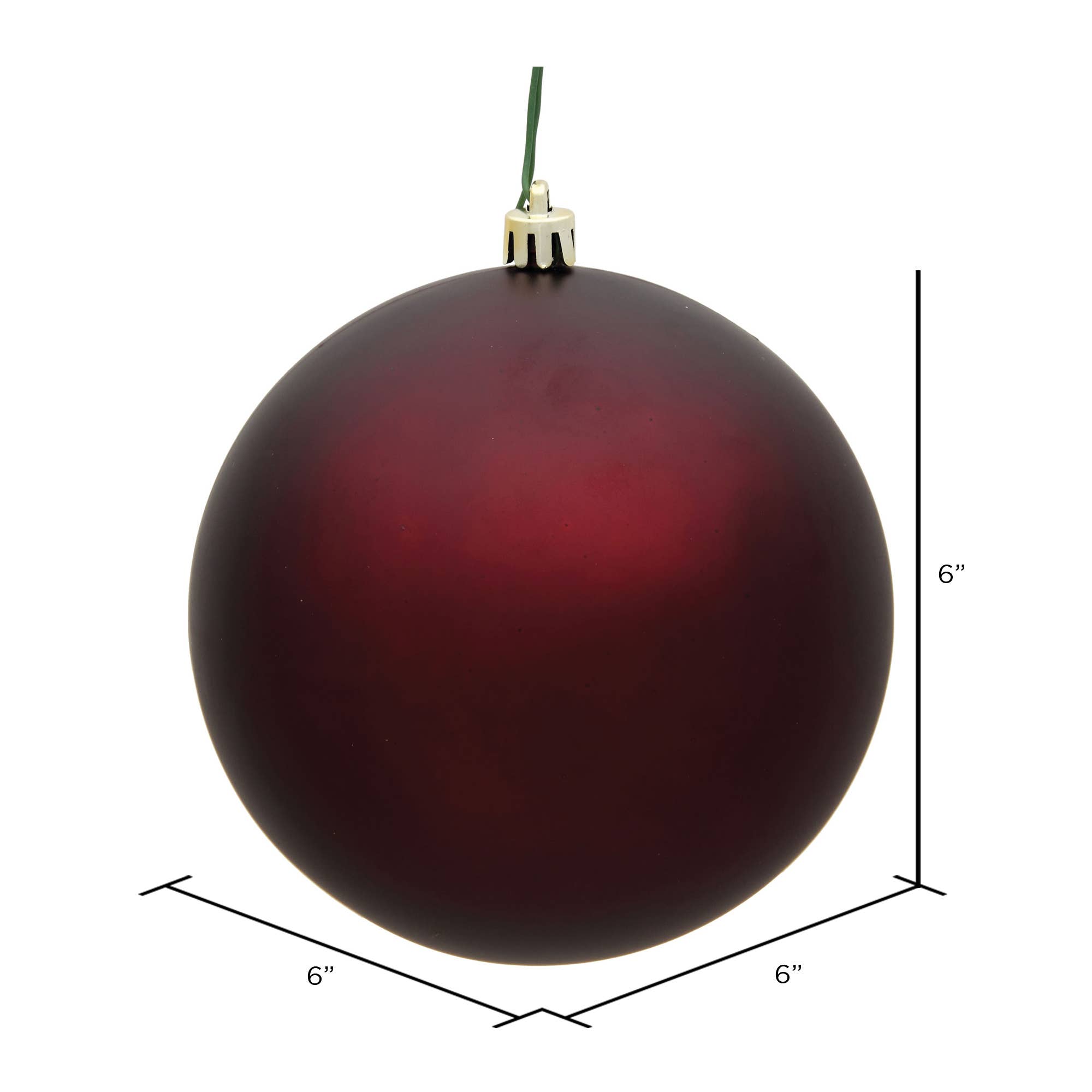 Vickerman 6" Burgundy Matte Ball Ornament, 4 per Bag for wholesale on Faire1