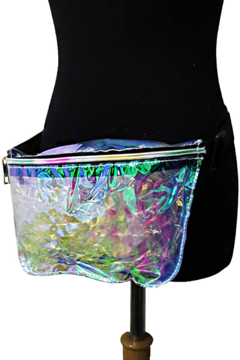 Cubic Iridescent Clear Holographic PVC Fanny Pack for wholesale on Faire3