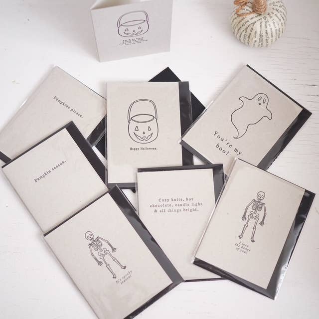 Halloween letterpress mini cards for wholesale by soch and co