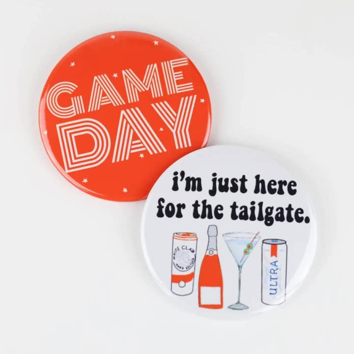 Orange Game Day Baklucka Knappar | Game Day Pins för wholesale av Tailgated Co.