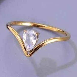 Gold Plated Zircon Teardrop Engagement Ring for wholesale by Rishi Jewelry