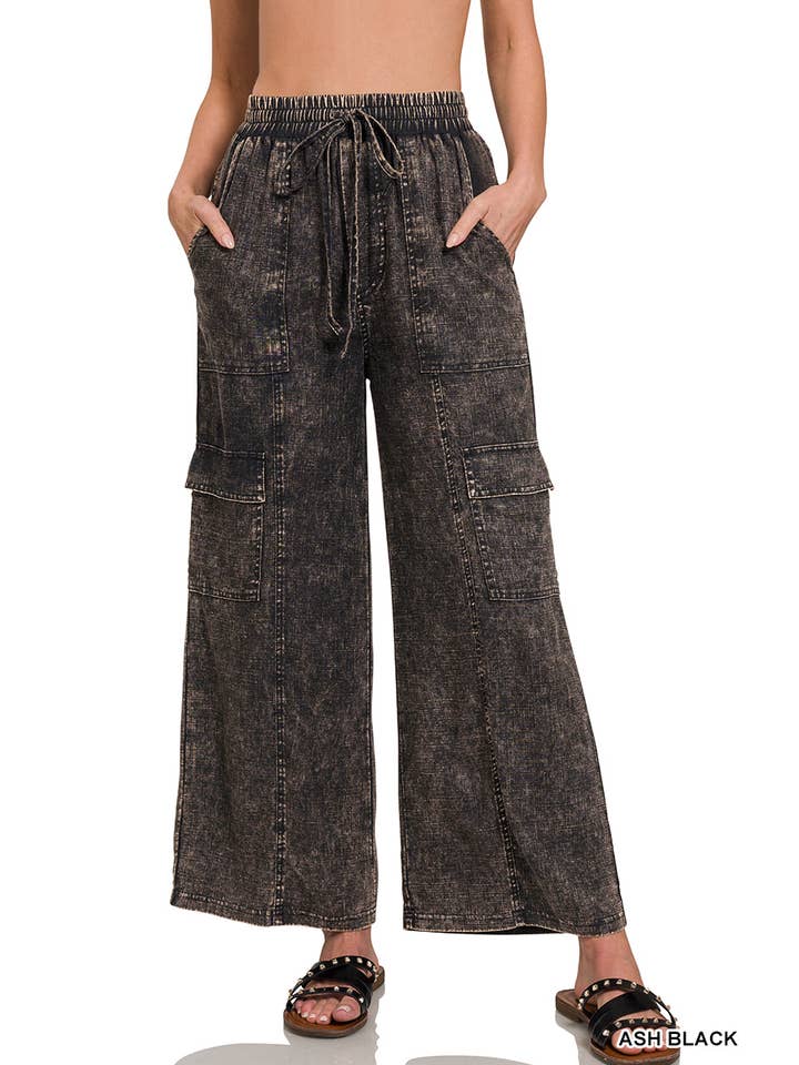 42POPS – Großhandel Hose – Damen – .....Gewaschene Leinenhosen mit Kordelzug10