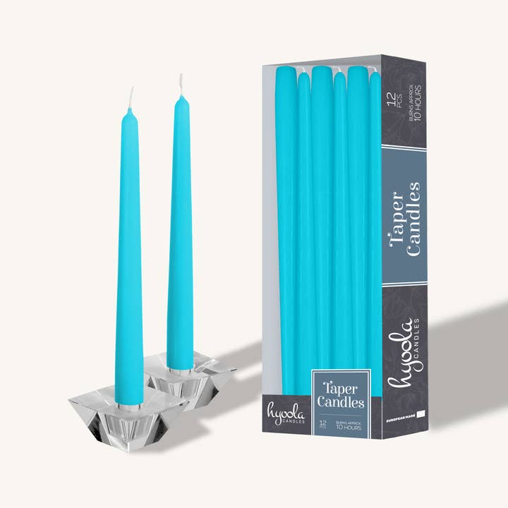 Hyoola Candles - Wholesale Tapered Candle/Candlestick - Turquoise Taper Candles - 12 Inch - 12 Pack