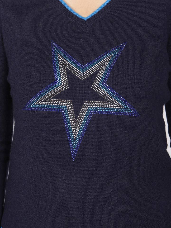 Hampstead Solid Navy Vee Neck for wholesale by Adeela Salehjee