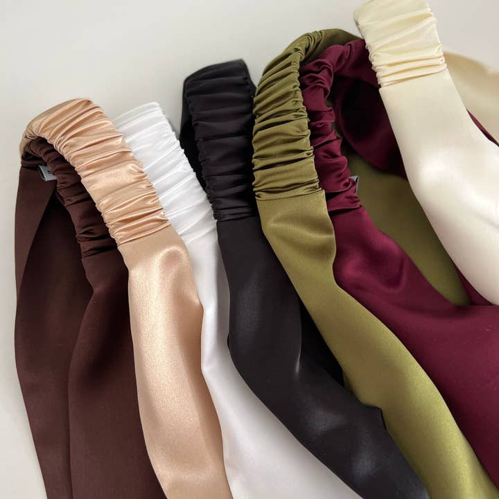 SYLKI – wholesale Fashion headband – women's – Silk Headband - Green - Wide2