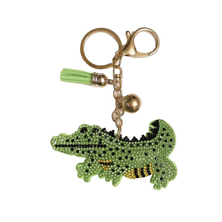 ASSORTED RHINESTONE CROCODILE KEY CHAIN 824-1 (12PC) for wholesale on Faire
